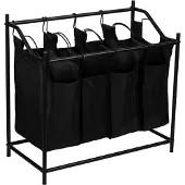 En.casa Wasmand Vamdrup met 4 zakken 75x78x40 cm zwart