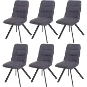 MCW Set van 6 eetkamerstoelen -J69, keukenstoel, draaibare autostoel, fluweel ~ antraciet