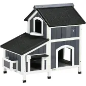 PawHut Paws kattenhuis, dennenhout, kattenhuis, kattengrot, huisje voor kleine dieren, buiten