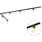 QAZQA Moderne 1-fase railsysteem 5-lichts incl. E27 fitting zwart - Jeana