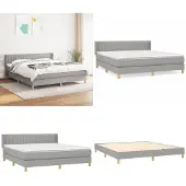 vidaXL Boxspring met matras stof lichtgrijs 180x200 cm