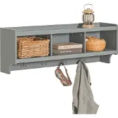 SoBuy Wandkapstok - 4 Dubbele Haken - 3 Open Vakken - 100 x 25 x 35 cm - Grijs