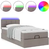 vidaXL Ottoman bed met matras en LED's 80x200cm stof taupe
