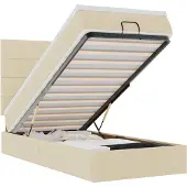 vidaXL Ottoman bed met matras en LED's 90x190cm stof crèmekleurig