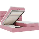 vidaXL Ottoman bed met matrassen 160x200cm fluweel roze