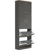 VCM Houten plank Kipper schoenenrek Schoenenkast Schoenenkipper 5 kleppen Halom XL