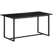 Wohnling Eettafel 160x80x76 cm, keukentafel, zwart, met marmerlook, moderne eettafel, grote eetkamer, rechthoekige tafel, eettafel met metalen poten