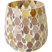 Boltze Sfeerlicht waxinehouder Alejo glas mozaiek Beige M