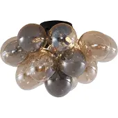 QAZQA Design Plafondlamp Zwart met Amber en Smoke Glas 4-lichts - Uvas