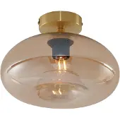 QAZQA Art Deco Plafondlamp Messing met Amber Glas - Busa