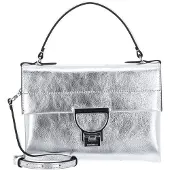Coccinelle Leren Handtas Schoudertas Arlettis Smooth Metal Handbag Silver Zilverkleurig