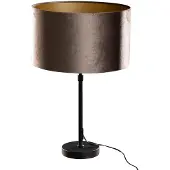 QAZQA Tafellamp zwart met velvet kap bruin 35cm - Parte