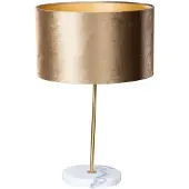 QAZQA Tafellamp messing met velours kap bruin 35cm - Kaso