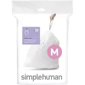 Simplehuman Code M Afvalzakken - 45 liter - 20 stuks - met Trekband - Wit