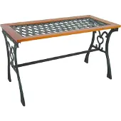 Mojawo Gusseisen tuintafel, buitentafel, hout met glazen blad, natuurlijke uitstraling, 98x46xH56 cm
