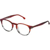 Lozza Bril - - VL4139 - Matte rood/grijs gestreept acetaat - Unisex - 50/19/140