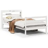 vidaXL Bedframe met hoofdeinde zonder matras 100x200 cm wit