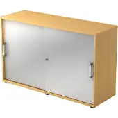 Hjh OFFICE PRO BETA 1752S - Beuken/Zilver Hoogte van de map | 2 OH Schuifwandkast Chrome metaal handgreep