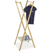 Relaxdays - kledingrek bamboe met schoenenplank - opklapbaar - garderobe - hout