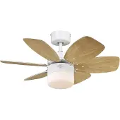 WESTINGHOUSE Verlichte plafondventilator Flora Royale Royale, dimbaar, hout licht, Woon-/ Eetkamer, Hout