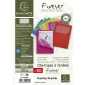 Exacompta FOREVER Pak van 100 venstermappen 120g/m2 - 22x31cm voor A4 - Fuchsia - 50108E