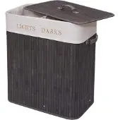 MCW Wasmand -C21, Wasbox Wasbox, bamboe 2 compartimenten 63x55x34cm 100l ~ donkergrijs