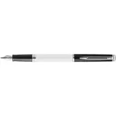 Waterman Hémisphère Vulpen | Zwarte en Witte lak met palladium-gecoate afwerkingen | roestvrijstalen medium penpunt | met Geschenkdoos