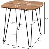 Wohnling Eettafel KELA sheeshamhout bruin 80x80 cm