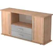 Hjh OFFICE PRO KAPA SB | Dressoir | met deuren + laden - Walnoot Sideboard Chrome metaal handgreep