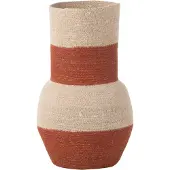 J-Line Vaas strepen zeegras naturel/terracotta