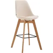 CLP barkruk Metz, bekleed met kunstleer, met rugleuning en voetsteun | Kleur: crème, frame: naturel