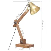 vidaXL Bureaulamp industrieel rond E27 58x18x90 cm messingkleurig