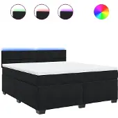 vidaXL Boxspring met matras fluweel zwart 180x200 cm