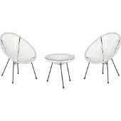 Beliani ACAPULCO II - Bistroset voor 2 - Wit - PE rotan