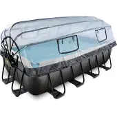 Exit Black Leather zwembad 400x200x100cm met zandfilterpomp en overkapping en warmtepomp - zwart