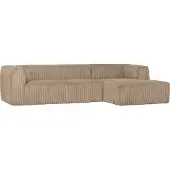 Woood Bean Hoekbank met Chaise Longue Rechts - Rib - Travertin