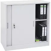 MCW Archiefkast Boston -F41, stalen kantoorkast, met afsluitbare schuifdeuren 90x90x45cm ~ grijs