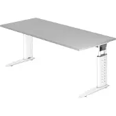 Hjh OFFICE PRO UNDA 19 W - 180 x 80 Tafelhoogte I In hoogte verstelbaar Grijs/Wit