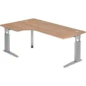 Hjh OFFICE PRO UNDA 82 S - 200 x 120 Walnoot/Zilver Tafelhoogte I In hoogte verstelbaar