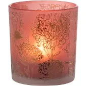 J-Line T-lichthouder bloemen glas mat rood/goud small