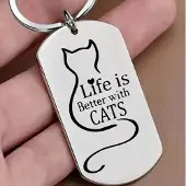 Fashion Jewelry RVS kat sleutelhanger "Life is better with Cats"