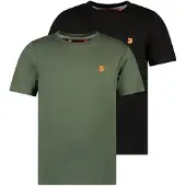 TYGO & vito T-shirt - zwart/donkergroen (set van 2) Jongens Jersey Ronde hals - maat 110/116