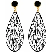Charme Bijoux Clip oorbellen-scarlet -zwart- filigraan- geen gaatje-