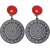 Charme Bijoux Clip oorbellen -zwart- filigraan -rood-geen gaatje-