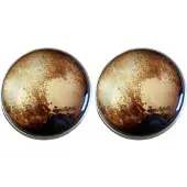 Charme Bijoux Clip oorbellen bruin zilverrand 2 cm Sandy