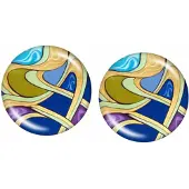 Charme Bijoux Clip oorbellen blauw groen 2 cm