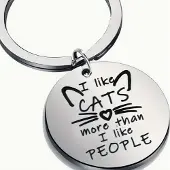Fashion Jewelry RVS kat sleutelhanger "I like cats better than people"