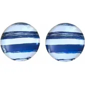 Charme Bijoux Clip oorbellen-Blue strips-2 cm Blauw-wit