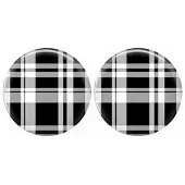 Charme Bijoux Clip oorbellen schotse ruit zwart wit 2 cm