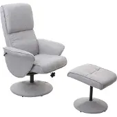 Mendler Helsinki relaxfauteuil, verstelbare TV-fauteuil TV-fauteuil met kruk ~ stof/textiel, lichtgrijs